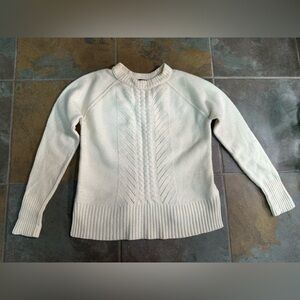 J. Crew 100% Wool Cable Knit Sweater Off White Ivory Crew Size S